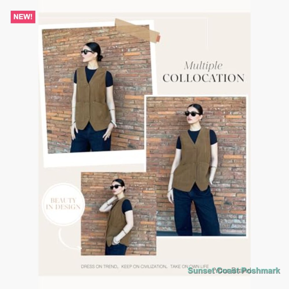 Corduroy Vest Button Down Waistcoat Sleeveless Jacket Casual Outerwear - Picture 5 of 7